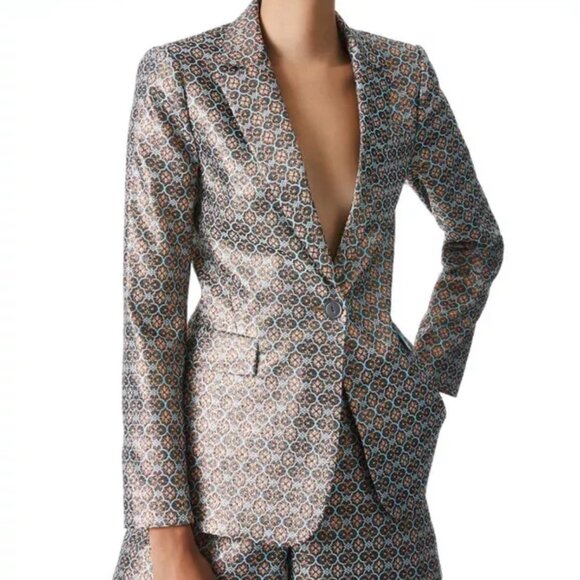 Alice + Olivia Macey Metallic Satin Jacquard Blazer NWT Size 4 - Picture 8 of 10